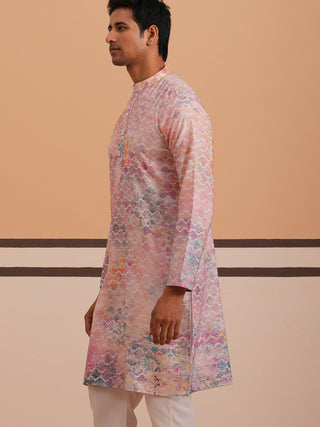 Abstract Printed & Embroidered Kurta