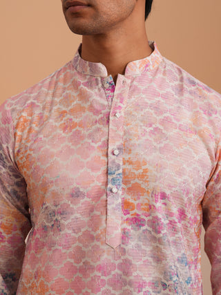 Abstract Printed & Embroidered Kurta