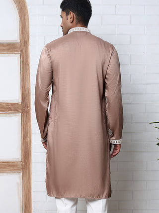 Traditional Silk-Blend Kurta with Embroidery