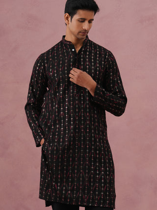 Silk Blend Embroidered Kurta for Men