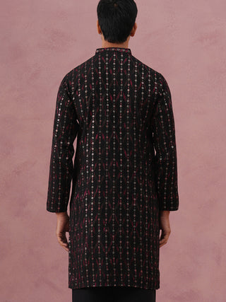 Silk Blend Embroidered Kurta for Men
