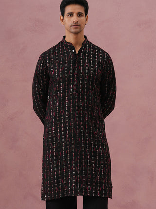 Silk Blend Embroidered Kurta for Men