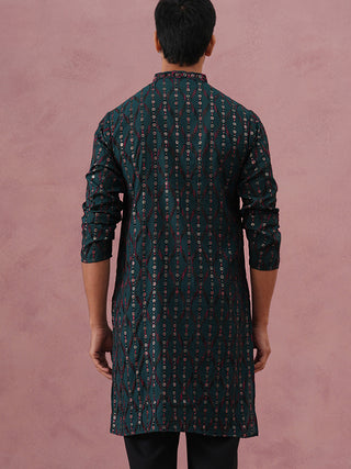 Silk Blend Embroidered Kurta for Men