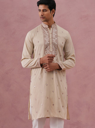 Silk Blend Embroidered Kurta for Men