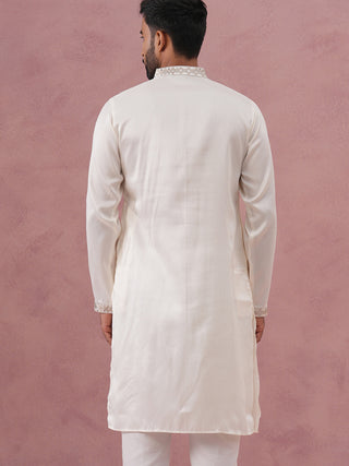 Silk Blend Embroidered Kurta for Men