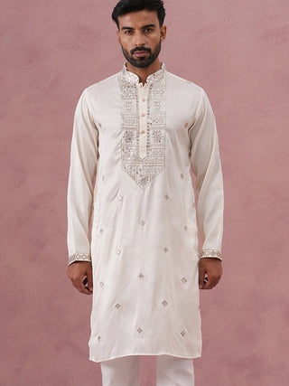 Silk Blend Embroidered Kurta for Men