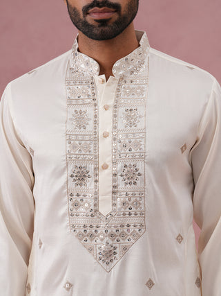 Silk Blend Embroidered Kurta for Men