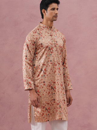Floral Foil Printed Silk Blend Kurta