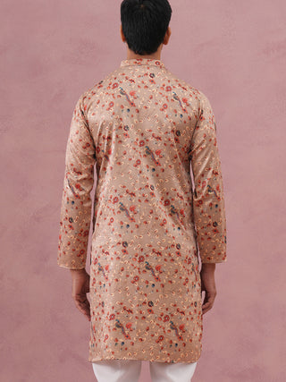 Floral Foil Printed Silk Blend Kurta