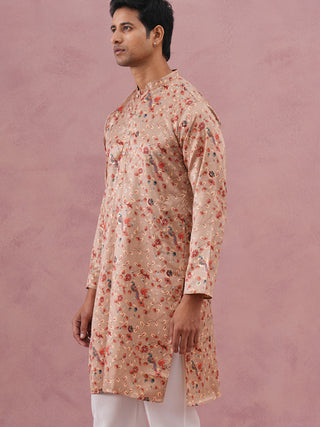 Floral Foil Printed Silk Blend Kurta