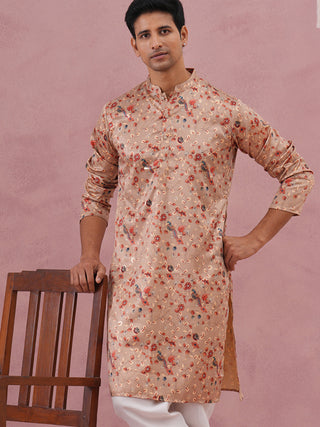 Floral Foil Printed Silk Blend Kurta