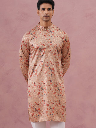 Floral Foil Printed Silk Blend Kurta