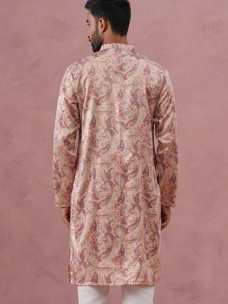Paisley Foil Printed Silk Blend Kurta