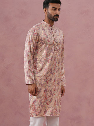 Paisley Foil Printed Silk Blend Kurta