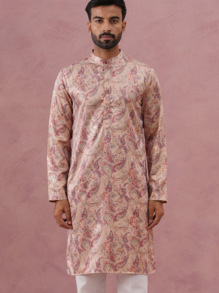 Paisley Foil Printed Silk Blend Kurta