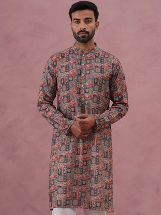 Abstract Printed Cotton Blend Kurta