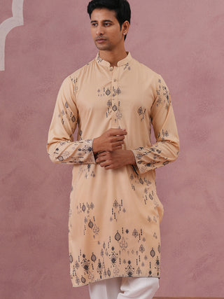 Men's Foil Printed Festive Kurta