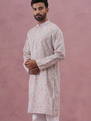 Traditional Cotton Blend Embroidered Kurta