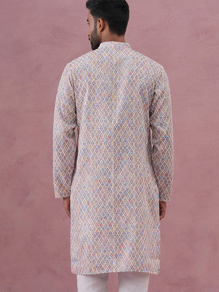 Traditional Cotton Blend Embroidered Kurta
