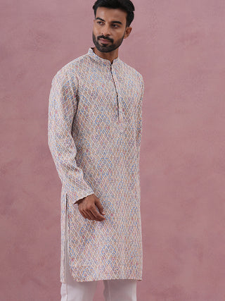 Traditional Cotton Blend Embroidered Kurta