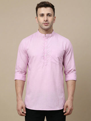 Solid Cotton Blend Short Kurta
