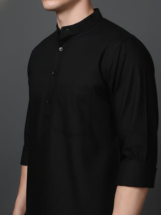 Black Casual Solid Short Kurta