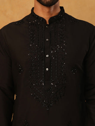 Silk Blend Embroidered Kurta for Men