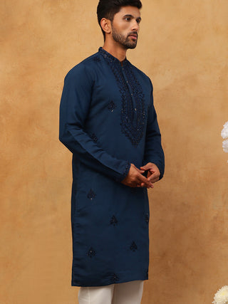 Silk Blend Embroidered Kurta for Men