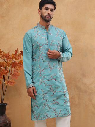 Embroidered Silk Blend Kurta