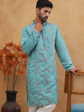 Embroidered Silk Blend Kurta