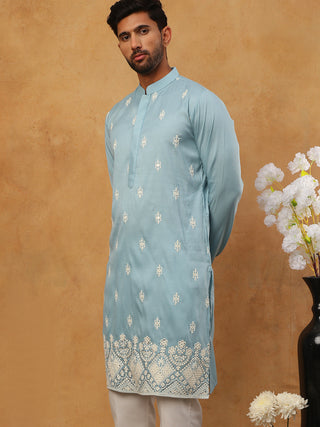 Traditional Silk Blend Embroidered Kurta