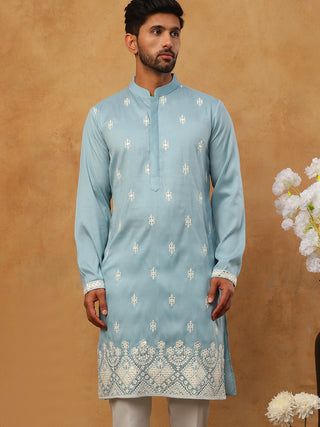 Traditional Silk Blend Embroidered Kurta