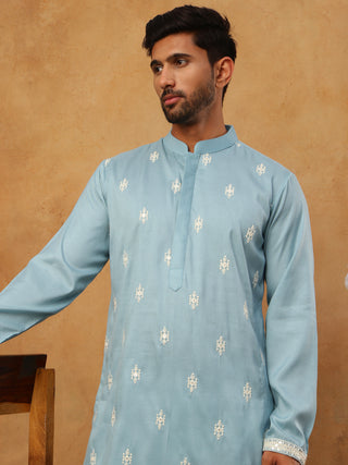 Traditional Silk Blend Embroidered Kurta