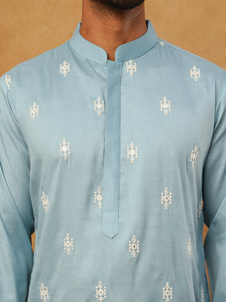 Traditional Silk Blend Embroidered Kurta