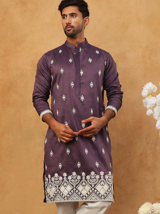 Traditional Silk Blend Embroidered Kurta