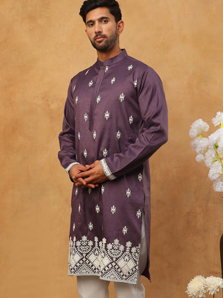 Traditional Silk Blend Embroidered Kurta