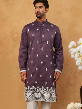 Traditional Silk Blend Embroidered Kurta