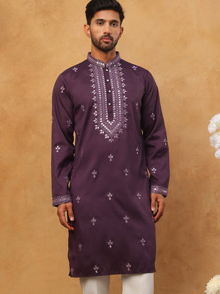 Festive Wear Silk Blend Embroidered Kurta