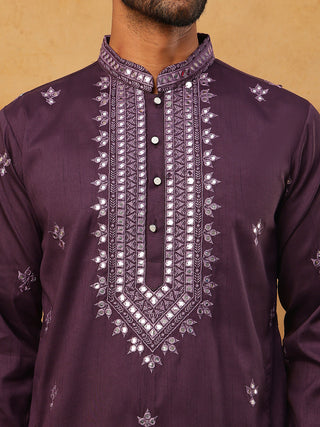 Festive Wear Silk Blend Embroidered Kurta