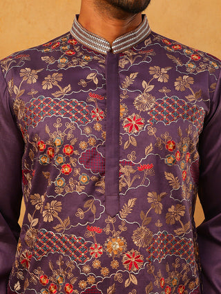 Premium Silk Blend Embroidered Kurta