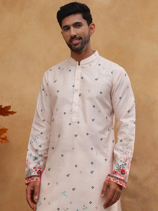 Cotton Blend Printed Straight Kurta