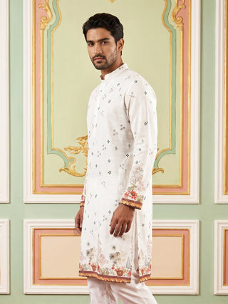 Cotton Blend Printed Straight Kurta
