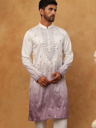 Festive Wear Silk Blend Embroidered Kurta