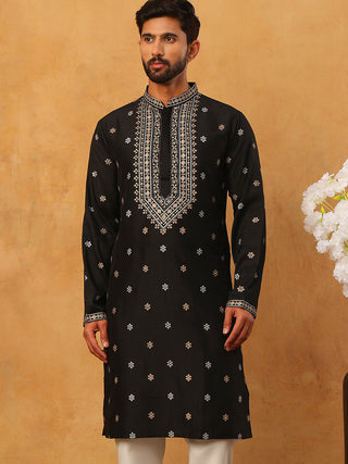 Ethnic Silk Blend Foil Print Kurta