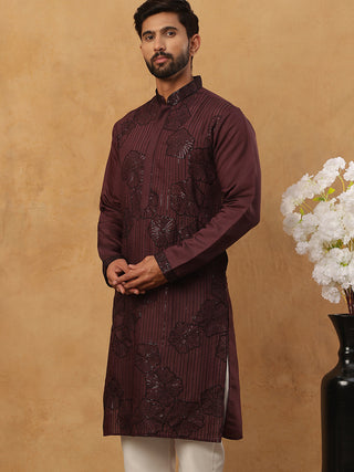 Silk Blend Embroidered Kurta