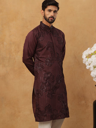 Silk Blend Embroidered Kurta