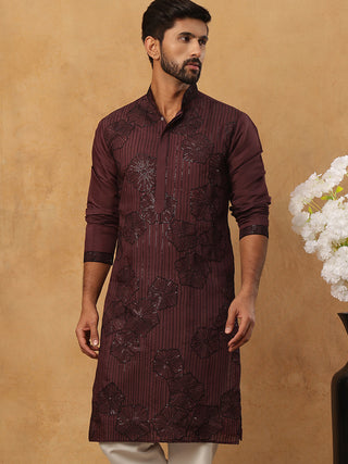 Silk Blend Embroidered Kurta
