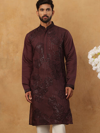 Silk Blend Embroidered Kurta