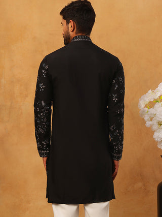 Silk Blend Embroidered Kurta