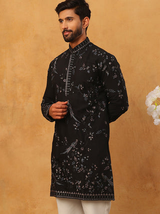 Silk Blend Embroidered Kurta